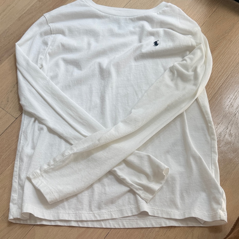 Ralph Lauren White Long Sleeve Tee with Polo Pony Amazing Condition Never Worn